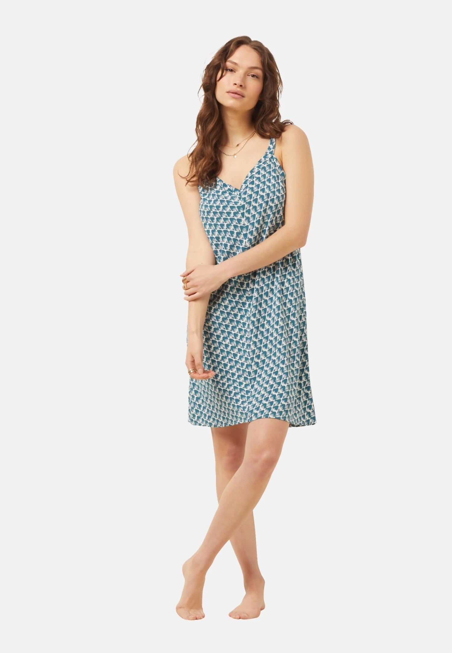 ETAM Baldellia - Chemise De Nuit / Nuisette - Bleu Turquoise 2 ETAM Baldellia - Chemise De Nuit / Nuisette - Bleu Turquoise – Image 2