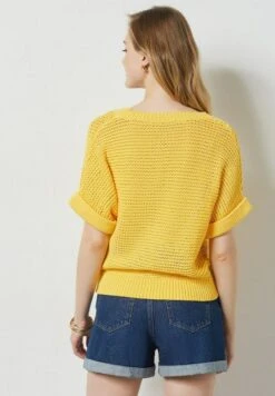 ETAM Crew - T-Shirt Basique - Jaune -Etam 4c26e24b0f2041b481080adecafa034b