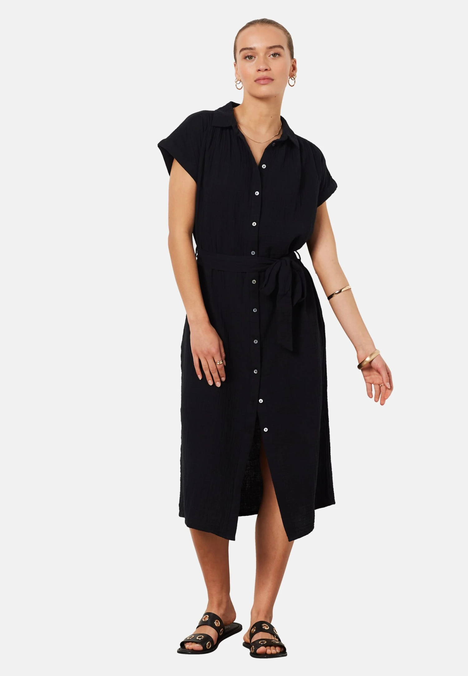 ETAM Falbala - Robe Chemise - Noir 2 ETAM Falbala - Robe Chemise - Noir – Image 2
