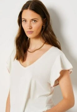 ETAM Anisia - T-Shirt Basique - Ecru -Etam bab9ec22c53b433694946758023bed00