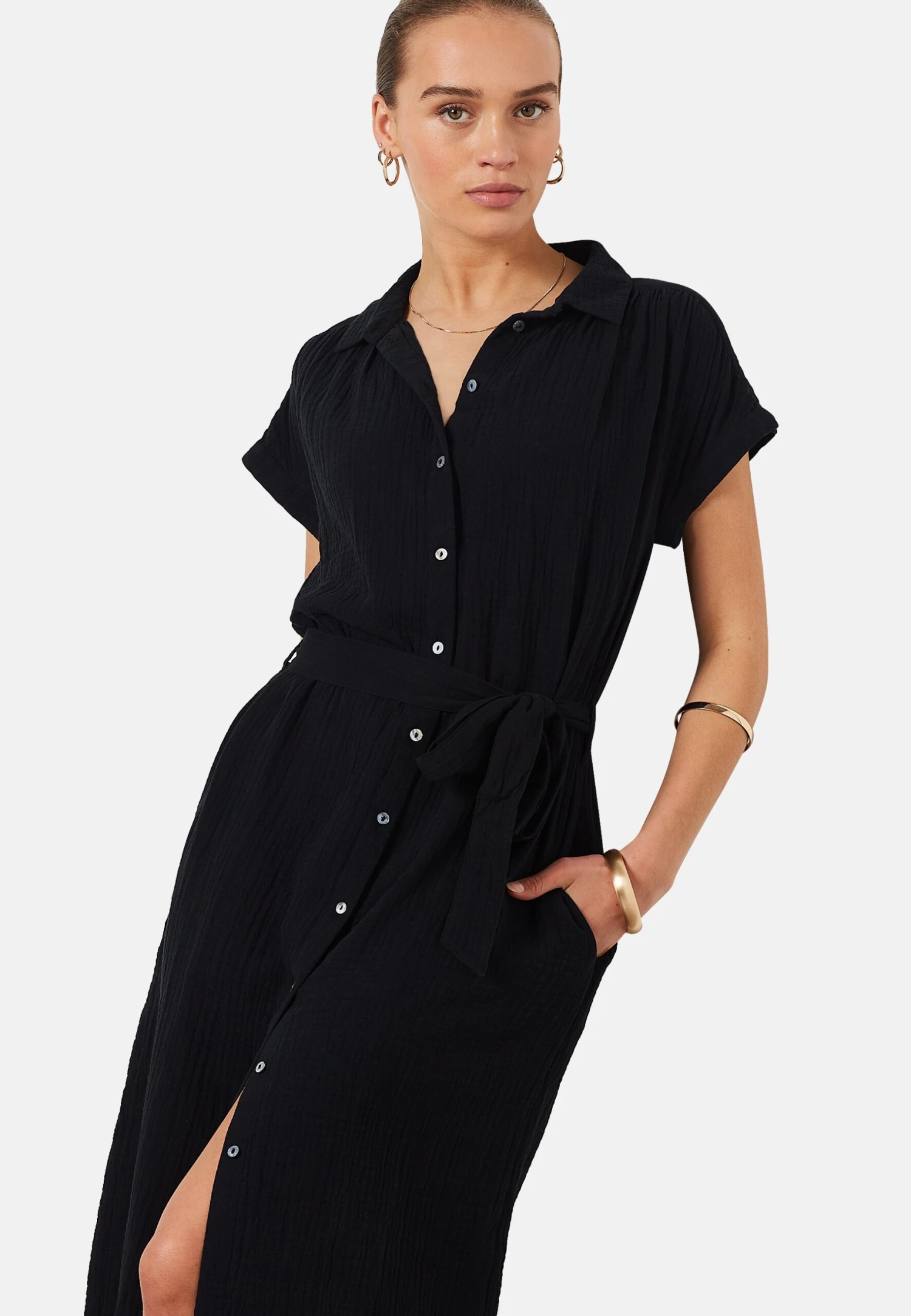 ETAM Falbala - Robe Chemise - Noir 4 ETAM Falbala - Robe Chemise - Noir – Image 4