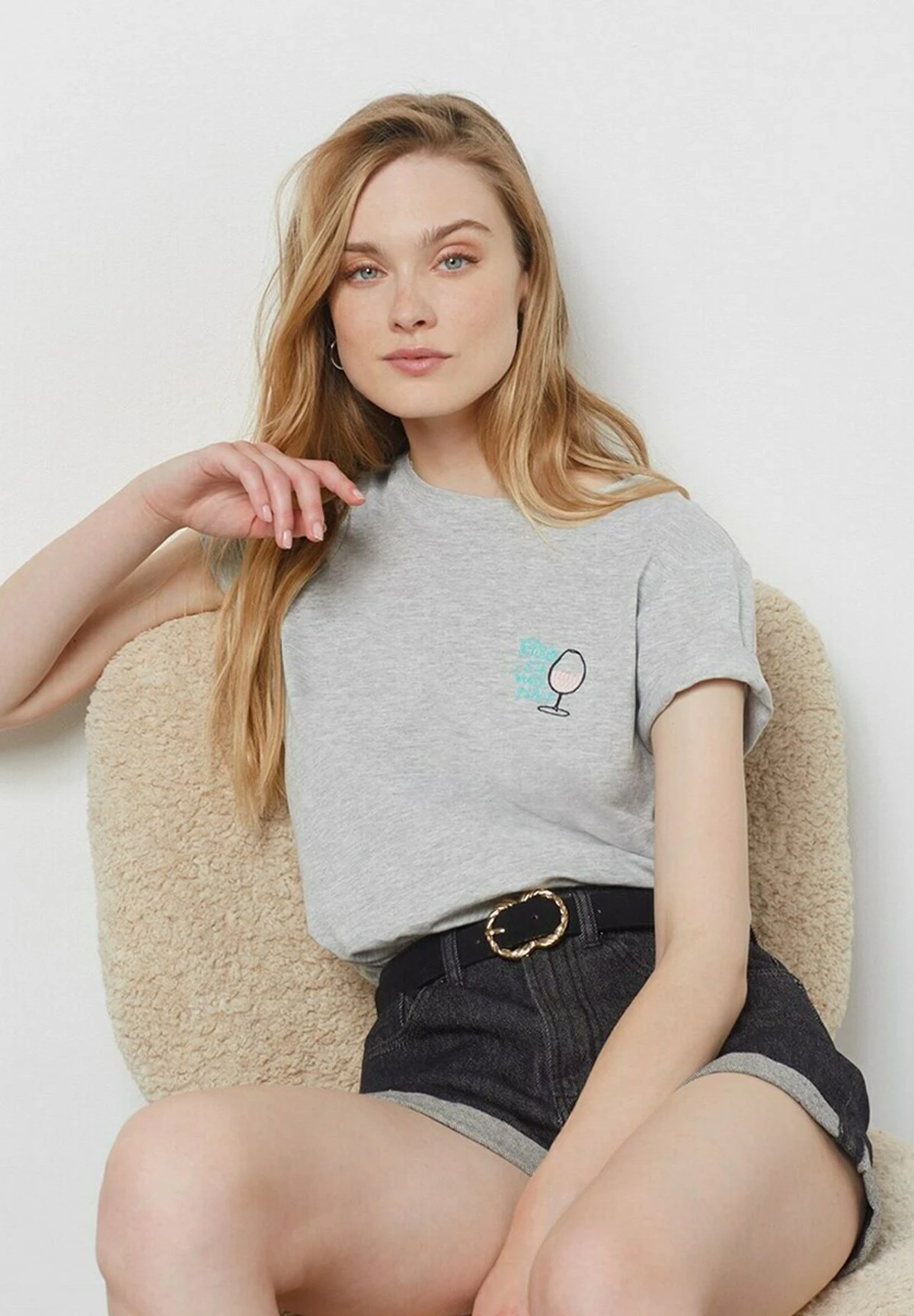 ETAM Amina - T-Shirt Imprimé - Gris Clair 5 ETAM Amina - T-Shirt Imprimé - Gris Clair – Image 5